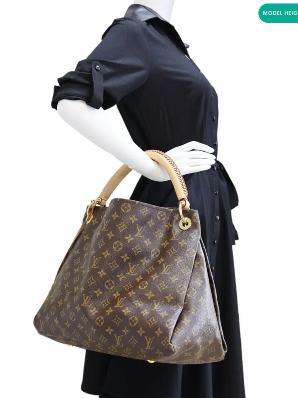 Louis Vuitton Artsy MM Monogram Canvas Hobo Bag Brown